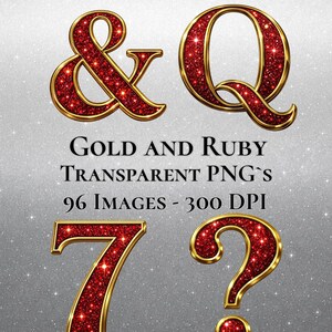 Gold Ruby Alphabet Letters PNG, Luxury Gold Letter Clipart for Weddings, Monograms