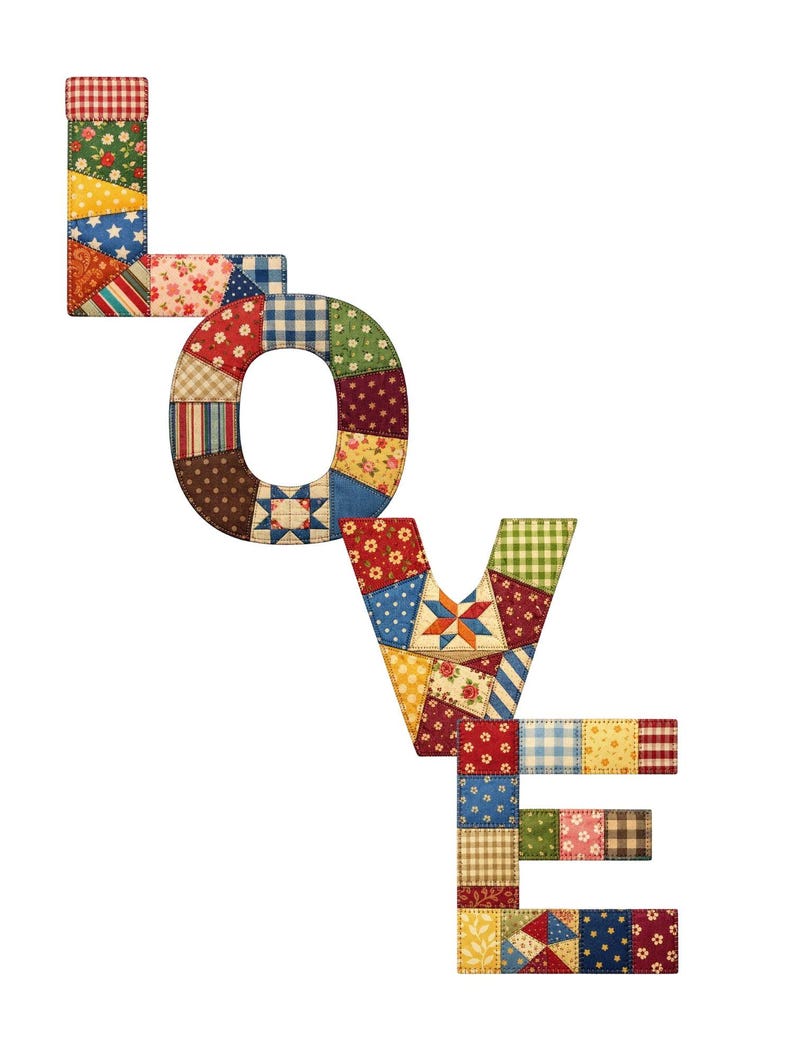 Patchwork Quilt Alphabet Clipart, 96 PNG Letters & Numbers, Uppercase ...