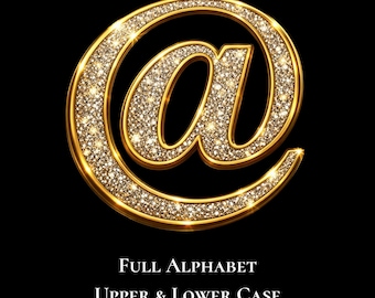 Letras del alfabeto doradas y plateadas brillantes PNG, clipart del alfabeto con brillantina para bodas, monogramas y manualidades