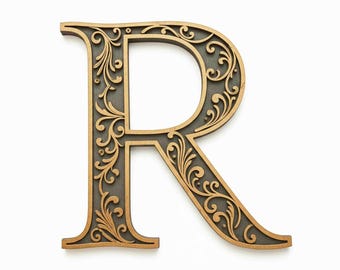 Victorian Alphabet & Gold Numbers Clipart: Wedding Monogram PNG (Digital Download)