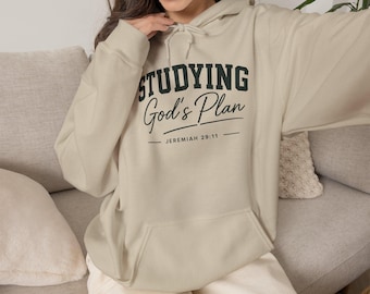 Trost in Stil Studieren Gottes Plan Hoodie | Glaube Schrift Jeremia 29:11 Kapuzenpullover