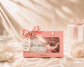 Baby Shower Gift Bags, Pink Thank You Bag for Girl Baby Shower, Welcome Gift Bag, Pink Gift Bags, Boho Favor Bags | Sturdy Plastic Handle