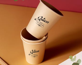 20 st. specialdesignade pappersmuggar med lock – kraftpapper 6,5oz/9oz/12oz/16oz