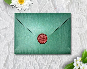 Emerald Green Envelope With Gold Wax Seal.  Size C6, C5, A5, A7