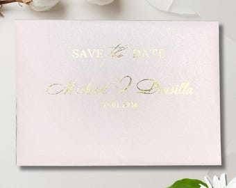 Perle weiße Folie gestempelt adressiert Umschläge | Ihr Design | Individueller Druck
