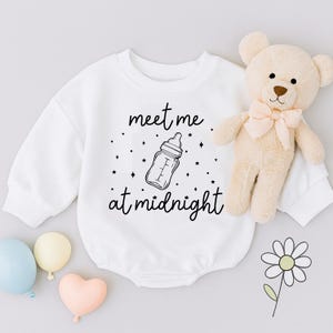 Meet Me At Midnight Baby Romper, Pregnancy Reveal Gift, Funny Newborn Gift,Baby Shower Gift,Baby Announcement,New Baby Gift,Baby Girl Outfit