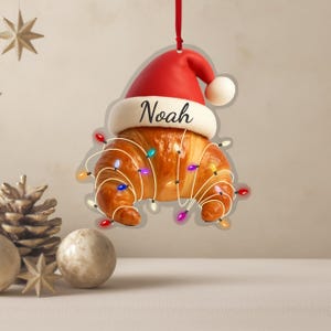 Personalized Croissant Ornament, Croissant Lover Ornament, Funny Christmas Gift for Family, Preppy Xmas Gift, Baby Shower Gift, Foodie Decor