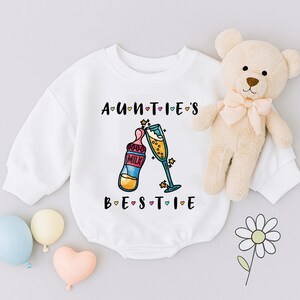 Auntie and Auntie’s Bestie Baby Romper, Aunt Niece Tee, Baby Shower, Baby Announcement, New Auntie Gift,Gift for Aunt,Family Matching Outfit