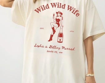 Wild Wild Wife Custom Cowgirl Bachelorette Shirts, Cherry Margarita Bach Merch, Personalized Nashville Texas Austin Bridal Party T-Shirts