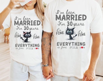 30th Anniversary Gift for Husband: Funny Text Cat Shirt,  Gifts for Couples Tee