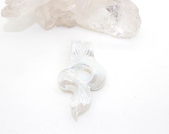 Hand Blown Glass | Ribbon Freeform Focal Bead | White River |Made in USA |FREE SHIPPING