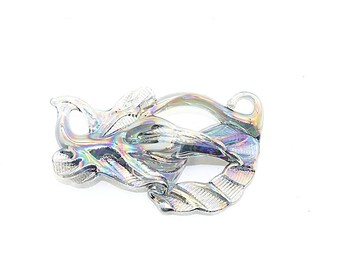 Hand Blown Glass |Multi Hole Freeform Focal Bead | Silver Song | Made in USA |FREE SHIPPING