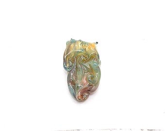 Hand Blown Glass |Mini Large Hole Freeform Focal Bead | Sea Shoals | Made in USA |FREE SHIPPING
