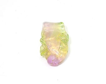 Hand Blown Glass |Mini Large Hole Freeform Focal Bead | Opaline Spring| Made in USA |FREE SHIPPING