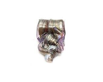 Hand Blown Glass |Mini Large Hole Freeform Focal Bead | Silvered Plum| Made in USA |FREE SHIPPING