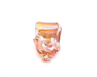 Hand Blown Glass |Mini Large Hole Freeform Focal Bead | Golden Peach | Made in USA |FREE SHIPPING