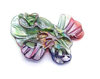 Hand Blown Glass |Multi Hole Freeform Focal Bead |Elvin Wilds | Made in USA |FREE SHIPPING