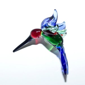 Sapphire Blue Jewel Large Hummingbird Lampwork Glass Ornament