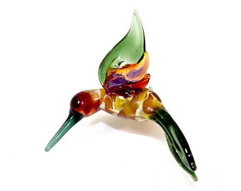 Emerald Earth Large Hummingbird Lampwork Glass Ornament