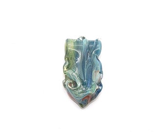 Hand Blown Glass |Mini Large Hole Freeform Focal Bead | Lake Love | Made in USA |FREE SHIPPING