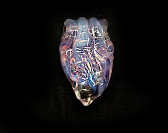Hand Blown Glass |Mini Large Hole Freeform Focal Bead | Pink Opaline| Made in USA |FREE SHIPPING