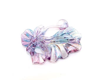 Hand Blown Glass |Multi Hole Freeform Focal Bead | Lilac Prose | Made in USA |FREE SHIPPING