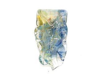 Hand Blown Glass |Mini Large Hole Freeform Focal Bead | Sealight| Made in USA |FREE SHIPPING