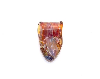 Hand Blown Glass |Mini Large Hole Freeform Focal Bead | Root Beer River | Made in USA |FREE SHIPPING