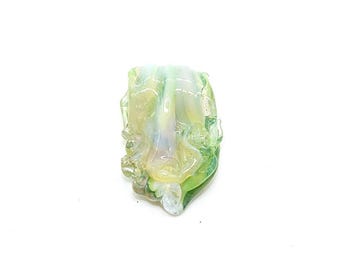 Hand Blown Glass |Mini Large Hole Freeform Focal Bead | Seafood Ice| Made in USA |FREE SHIPPING
