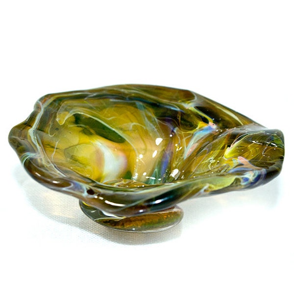 Eastern Olive Lampwork Glass Small Dish