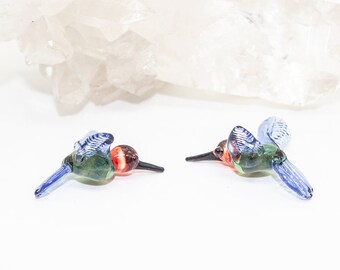 Large Boro Lampwork Glass Hummingbird Bead Set-By Beadtrap-Sapphire Song-Made In Oregon-FREE SHIPPING