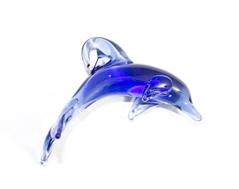 Sapphire Blue Dolphin Lampwork Glass Ornament