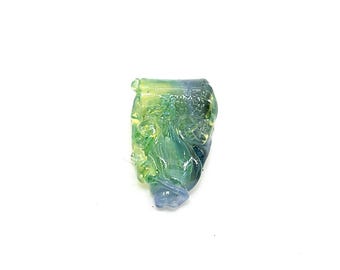 Hand Blown Glass |Mini Large Hole Freeform Focal Bead | Sea Swirl | Made in USA |FREE SHIPPING