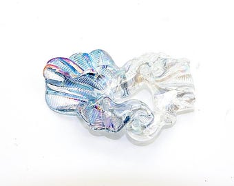 Hand Blown Glass |Multi Hole Freeform Focal Bead | Iced Arctic | Made in USA |FREE SHIPPING