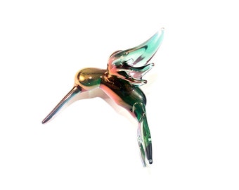 Emerald Carnivale Large Hummingbird Lampwork Glass Ornament
