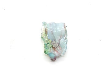 Hand Blown Glass |Mini Large Hole Freeform Focal Bead | Aquata Rose| Made in USA |FREE SHIPPING