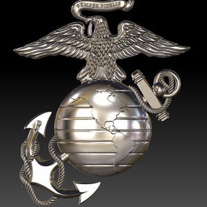 Modello 3D dell&#39;emblema USMC: file CNC, laser e stampa 3D (STL/Obj)