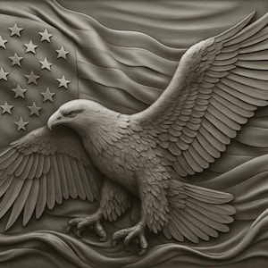 3D Eagle & American Flag Relief Model: CNC Laser Engraving Files