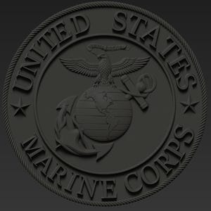 U.S. Marine Corps Emblem STL File with PNG and Height Map | Semper Fidelis Military Seal Relief for CNC Carving, VCarve, Aspire, Laser