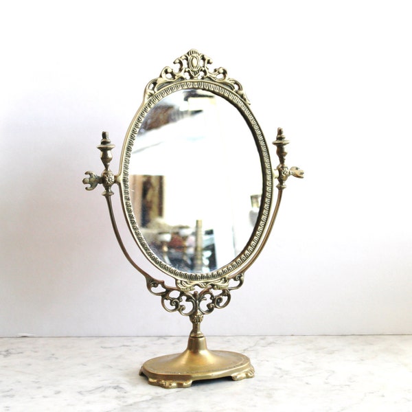 Vintage Brass Table Mirror