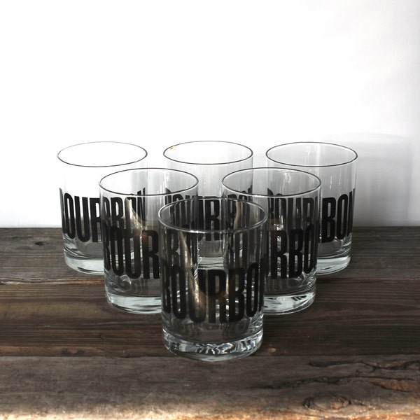 Vintage Bourbon Glasses.  Set of 6.