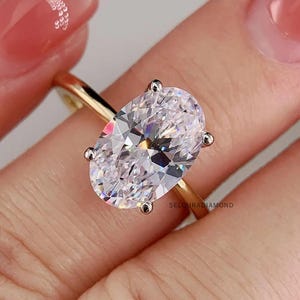 2 CT Oval Cut Lab Grown Solitaire Engagement Ring, 4 Prong Set, Luxury Gift For Her, Simple, Classic Solid Yellow Gold Ring For Women