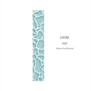 May include: A digital PDF pattern for a loom bracelet. The design features a rectangular pattern with a light blue and white abstract design. The text "LOOM PDF Pattern for Bracelet" is displayed on a white background.