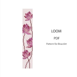 Pink Lotus Bead Loom Pattern PDF | Floral Bracelet Pattern | Instant Download