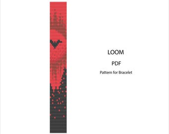 Bat Silhouette Bead Loom Pattern - Miyuki Delica Bracelet PDF, Instant Download