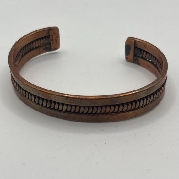 Vintage solid copper cuff bracelet yah copper boh… - image 7