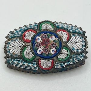 1920&#39;S antique Italian micro Mosaic pin/ brooch floral design, Victorian era