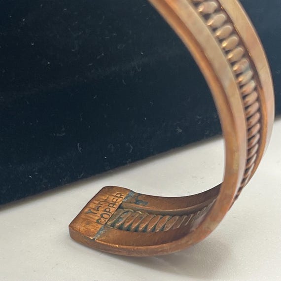 Vintage solid copper cuff bracelet yah copper boh… - image 3