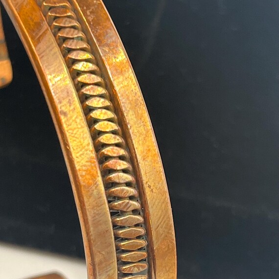 Vintage solid copper cuff bracelet yah copper boh… - image 4