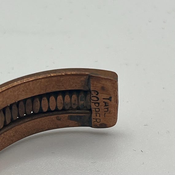 Vintage solid copper cuff bracelet yah copper boh… - image 8